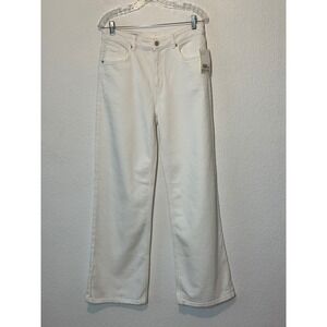 HM White Wide High Waist Comfort Stretch Denim Jeans Womens‎ Size 10 NEW